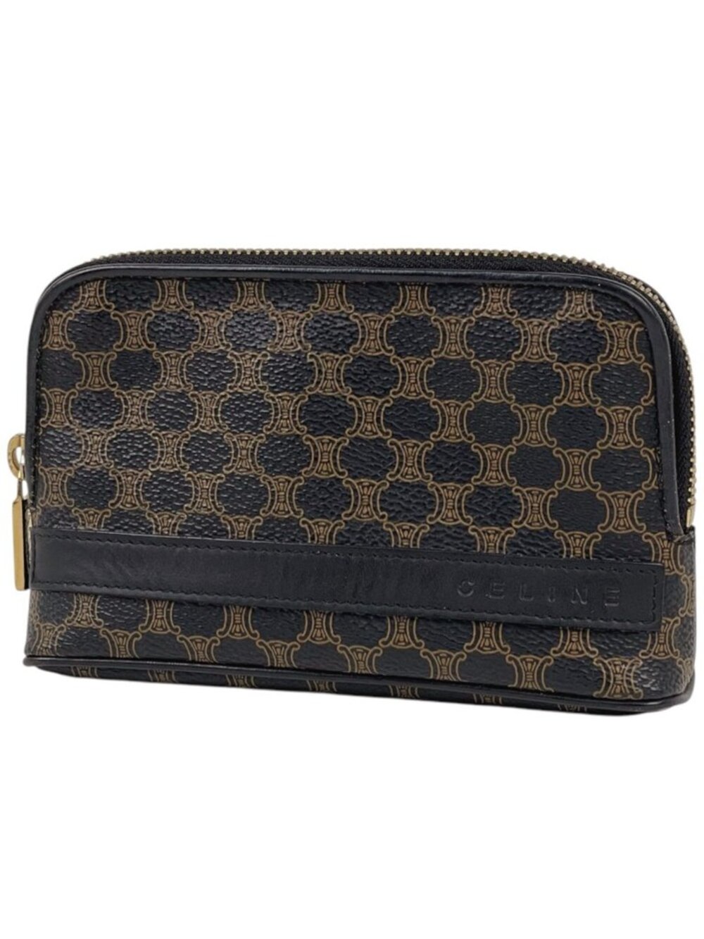 Celine Makeup Pouch Macadam Black Brown
